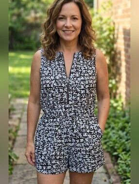 Banana Republic Petite Abstract Floral Romper